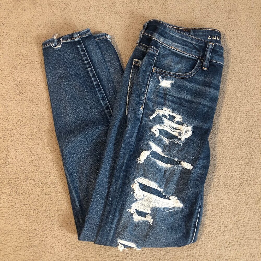 AE American Eagle "NE(X)T LEVEL STRETCH" Distressed Jeggings, size 4R